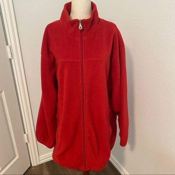 Catalina Fleece Red Zip Front Jacket Pockets Comfy Sexy Casual Size 1X - Picture 4 of 12